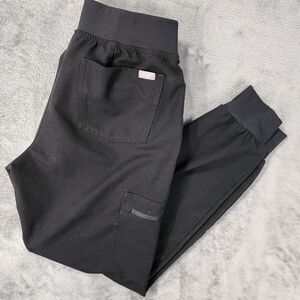 FIGS Zamora Jogger Scrub Pants Womens Small Black Nurse Technical 5 Pockets